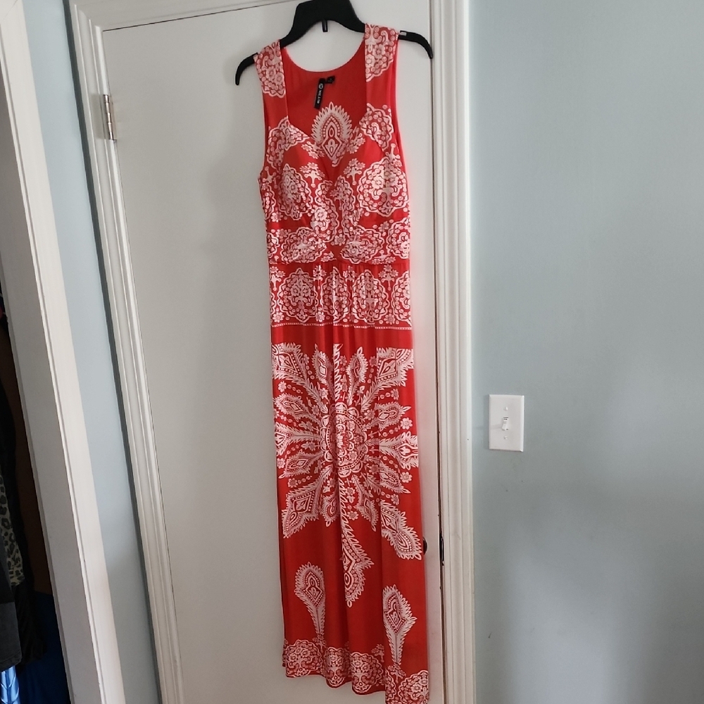 Milano Coral and white Maxi Dress